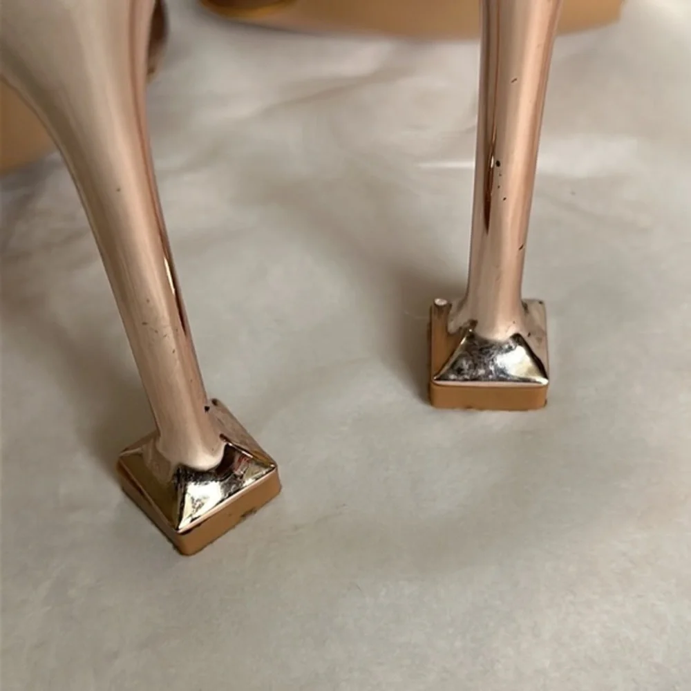 She&In Heels square rose gold with animal print size 7